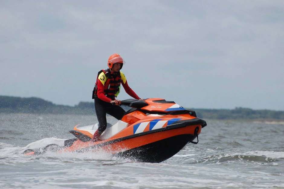 A man on a jetski as part of the Rockanje lifeguard service
